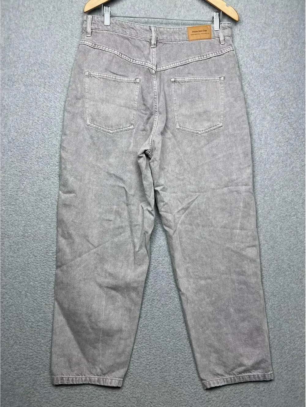 Frank And Oak Linda Balloon Jeans 30 Gray High Rise Tapered Barrel Leg Wide Deni
